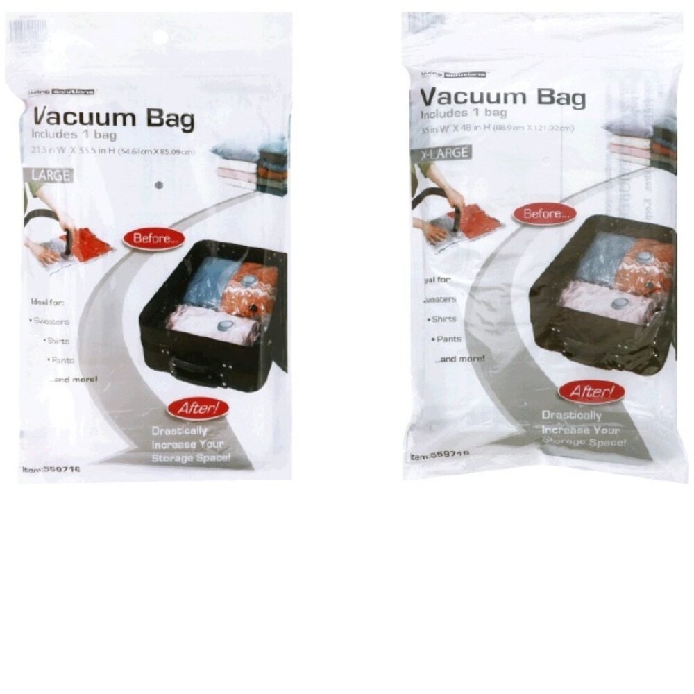 Living Solutions Vacuum Bag, Space Saver Clothing Storage Bag, L and XL